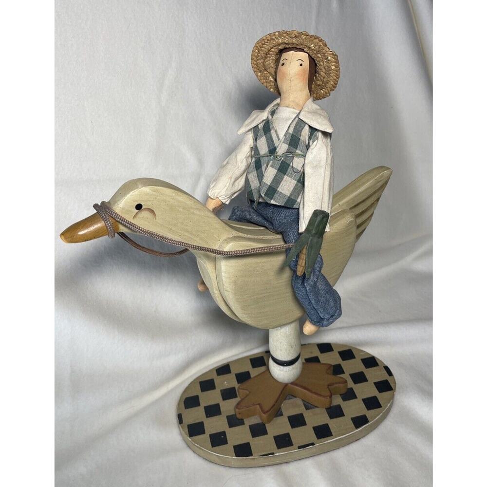 Man Riding Goose- Goose Primitive Folk Art